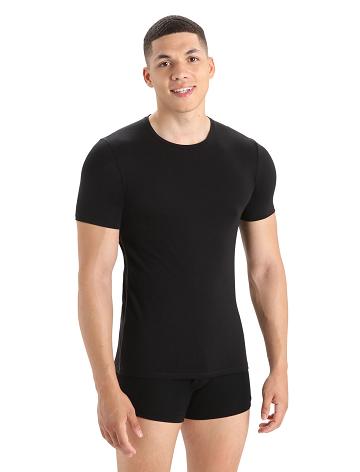 Pánské Spodní Prádlo Icebreaker Merino Anatomica Krátké Sleeve Crewe T-Shirt Černé | CZ 1644PJJQ